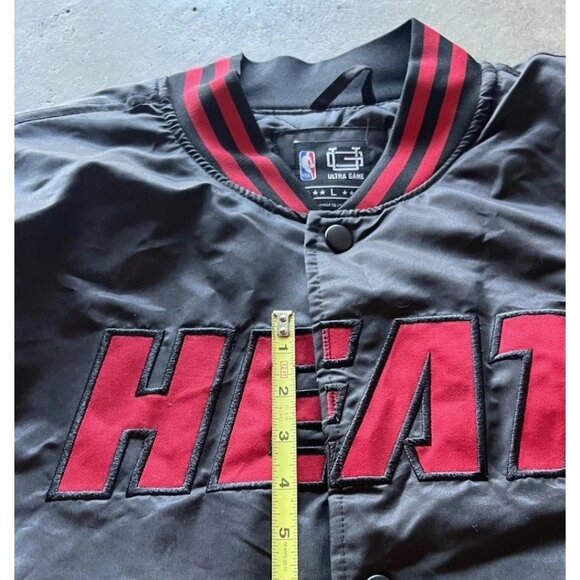 Vintage NBA Miami Heat Ultra Game Jacket Men’s Sz Large Bomber Jacket Black - Picture 7 of 16